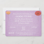 Löwenzahn auf Lavendel-Leinengeburtstag lädt ein Einladung (Rückseite)