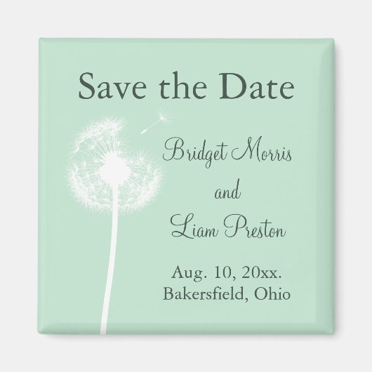 Löwenzahn auf Minze Save the Date Magnet (Vorne)