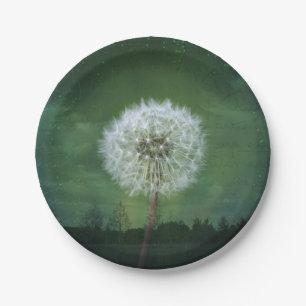 Löwenzahn-Blumen-Flaum-Starry Himmel-Kunst Pappteller