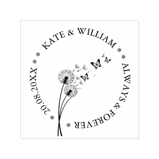 Löwenzahn-Blumen Hochzeit Save the Date Permastempel (Design)