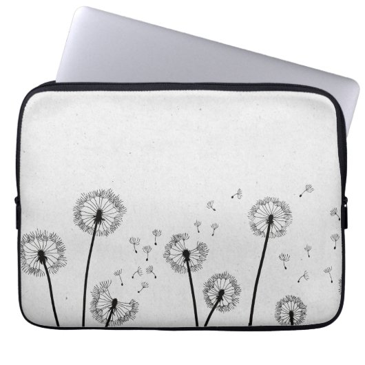 Löwenzahn Blumen Pappus Sporen Grau Laptopschutzhülle (Vorderseite)