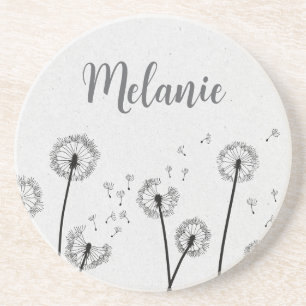 Löwenzahn Blumen Pappus Sporen Grau Personalisiert Getränkeuntersetzer