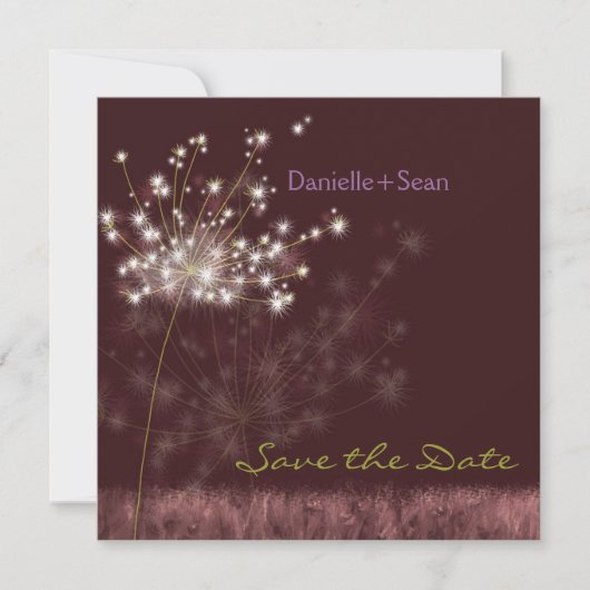 Löwenzahn Burgund Hochzeit Terminankündigung Save The Date (Vorderseite)