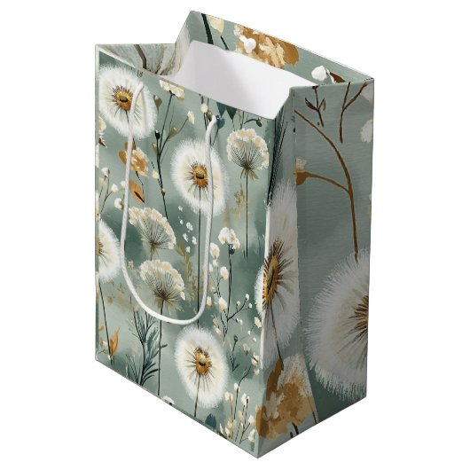 Löwenzahn-Design-Serie #3 Mittlere Geschenktüte (Vorderseite Schrägansicht)