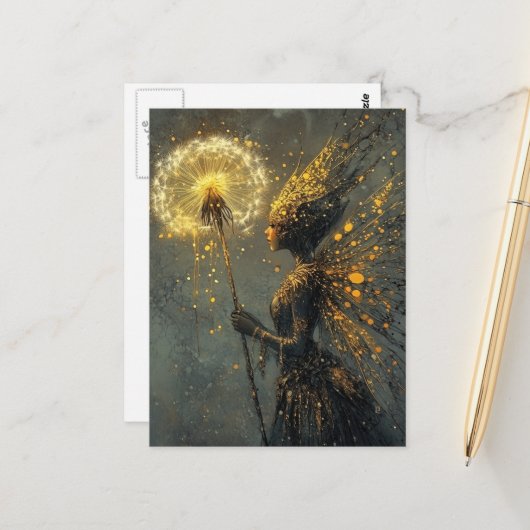 Löwenzahn Feen Fantasie Postkarte (Vorderseite/Rückseite Beispiel)