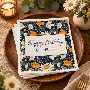 Löwenzahn Gänseblümchen Navy Blau Alles Gute zum G Serviette
