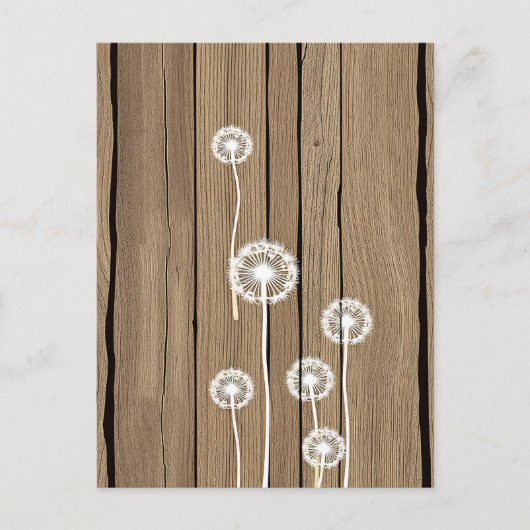 Löwenzahn-Holz-Rustikal-Muster Postkarte (Vorderseite)