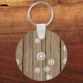 Löwenzahn-Holz-Rustikal-Muster Schlüsselanhänger (Vorderseite)