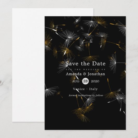 Löwenzahn-Konfetti-Hochzeit Save The Date (Vorne/Hinten)