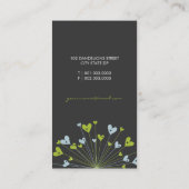 Löwenzahn-Liebe-Herz-blaue Hochzeits-Visitenkarte Visitenkarte (Rückseite)