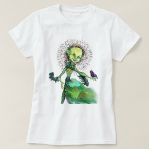 Löwenzahn-Mädchen und Schmetterling T-Shirt