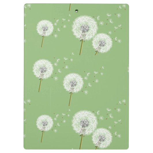 Löwenzahn-Muster auf grünem Hintergrund Klemmbrett (Rückseite)