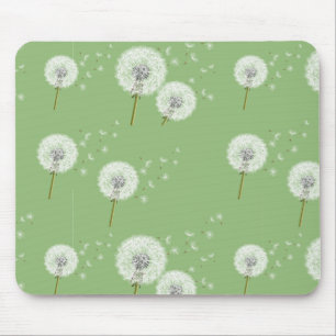 Löwenzahn-Muster auf grünem Hintergrund Mousepad