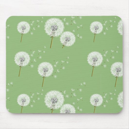 Löwenzahn-Muster auf grünem Hintergrund Mousepad (Vorne)