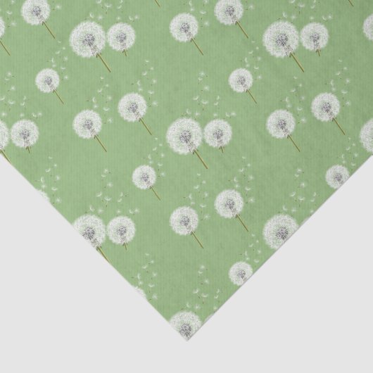 Löwenzahn-Muster auf grünem Hintergrund Seidenpapier (Ausschnitt)