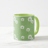 Löwenzahn-Muster auf grünem Hintergrund Tasse (VorderseiteRechts)