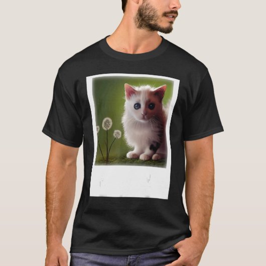 Löwenzahn neben einer Babykatze Realistische Kunst T-Shirt (Vorderseite)