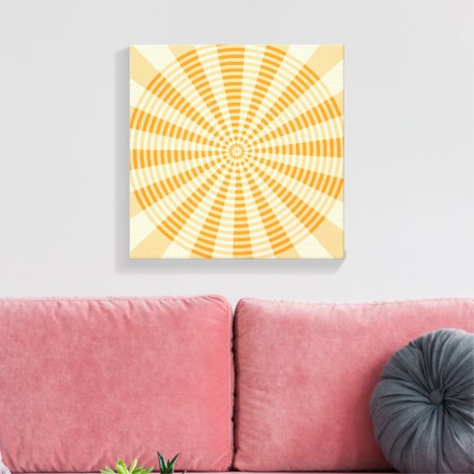 Löwenzahn, Oranges Spiral, Boho-Abstrakte Kunst Leinwanddruck (Insitu (Wohnzimmer))