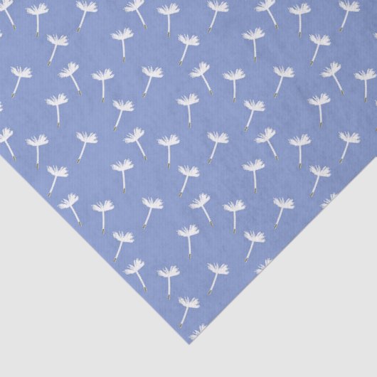 Löwenzahn-Samen, die auf Blau schwimmen Seidenpapier (Ausschnitt)