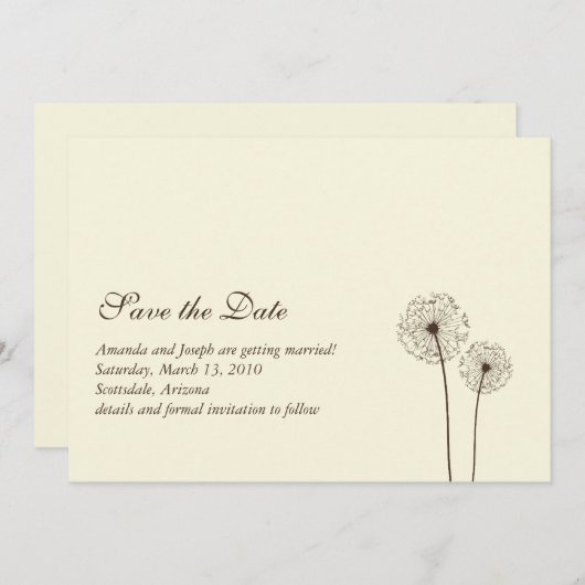 Löwenzahn Save the Date Einladung (Vorne/Hinten)