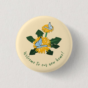 Löwenzahn Schmetterling Gelb Grüne Einweihungspart Button