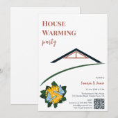 Löwenzahn Schmetterlinge Housewarming Party QR Cod Einladung (Vorne/Hinten)