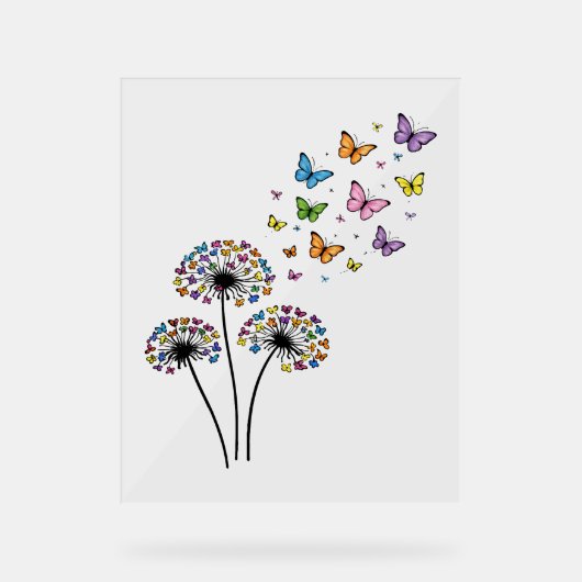 Löwenzahn Schmetterlingsblüte Acrylschild (Vorderseite)