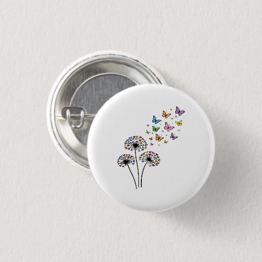 Löwenzahn Schmetterlingsblüte Button (Vorne & Hinten)