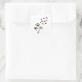 Löwenzahn Schmetterlingsblüte Quadratischer Aufkleber (Tasche)