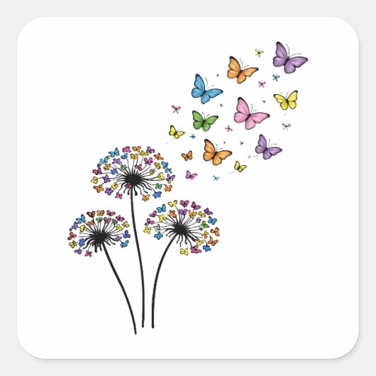 Löwenzahn Schmetterlingsblüte Quadratischer Aufkleber (Vorderseite)