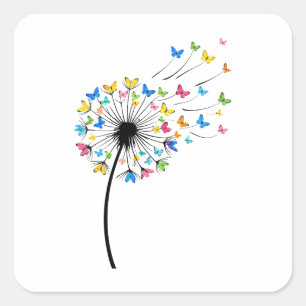 Löwenzahn Schmetterlingsblüte Quadratischer Aufkleber