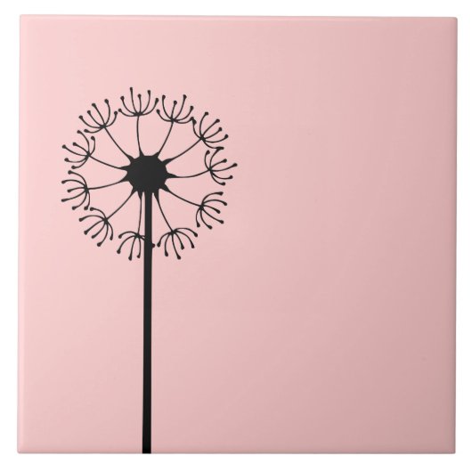 Löwenzahn-schwarzes Blumen Fliese (Vorderseite)