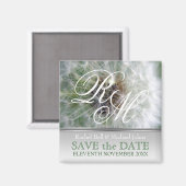 Löwenzahn-Träume Monogramm Save-the-Date Magnet (Vorderseite/Rückseite)