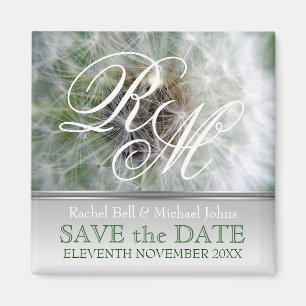 Löwenzahn-Träume Monogramm Save-the-Date Magnet