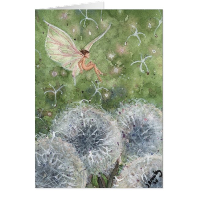 "Löwenzahn-Uhr-Feen-" Karte (Vorne)