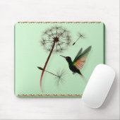 Löwenzahn und kleiner grüner Kolibri Mousepad (Mit Mouse)