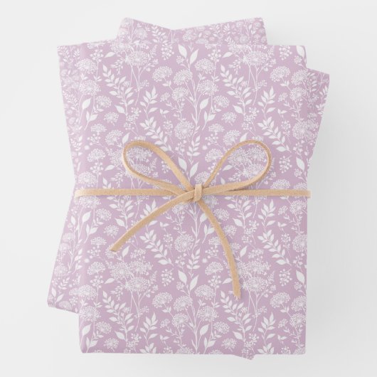 Löwenzahn-Wiese Neutral - Warmes Lila Geschenkpapier Set (Beispiel)