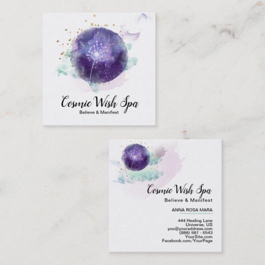 *~* Löwenzahn-Wunsch-Himmel Cosmo spielt Universum Quadratische Visitenkarte (Vorne/Hinten)