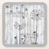Löwenzahn wünscht träumerisches graues Zitat Rechteckiger Pappuntersetzer (Vorderseite)