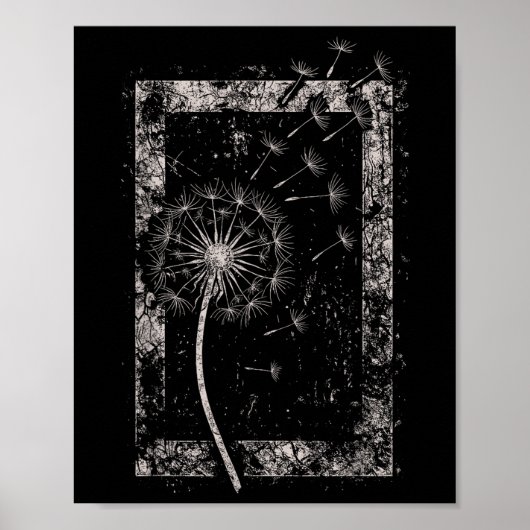 Löwenzahnblume Grunge Alt Alternative Goth Gothi Poster (Vorne)