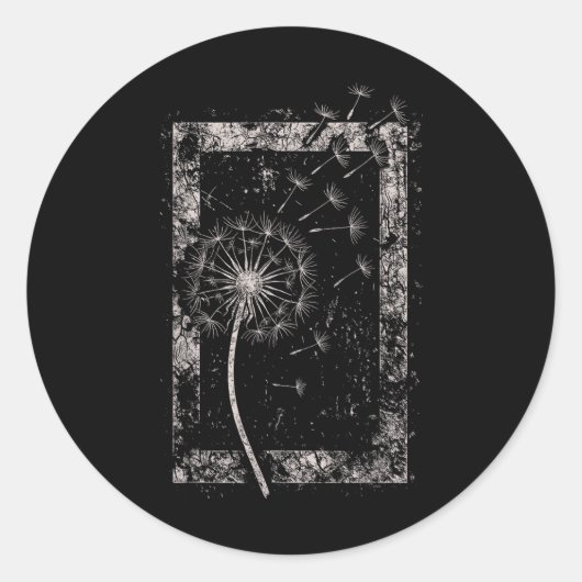 Löwenzahnblume Grunge Alt Alternative Goth Gothi Runder Aufkleber (Vorderseite)