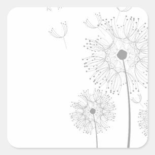Löwenzahnblüten Ranken Romantische Hochzeitsdusche Quadratischer Aufkleber