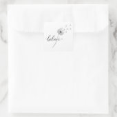 Löwenzahnkeimlinge mit dem Text 'Glaube' Quadratischer Aufkleber (Tasche)