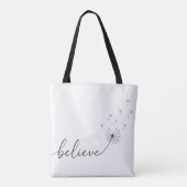 Löwenzahnkeimlinge mit dem Text 'Glaube' Tasche (Rückseite)
