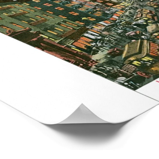 Lower Broadway by Night, New York Poster (Ecke)