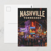 Lower Broadway Honky-Tonks USA Postkarte (Vorne/Hinten)