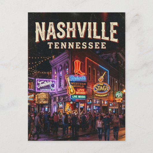 Lower Broadway Honky-Tonks USA Postkarte (Vorderseite)