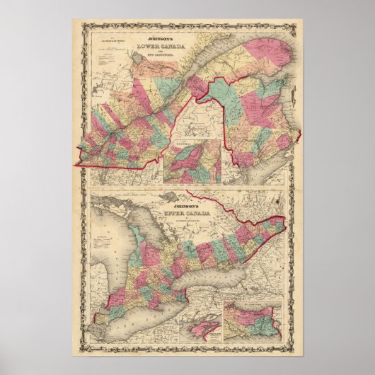 Lower Canada und New Brunswick Upper Canada Poster (Vorne)