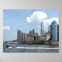 Lower Manhattan NYC Skyline Poster