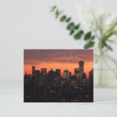 Lower Manhattan Skyline at Twilight, Pink Sky A1 Postkarte (Stehend Vorderseite)